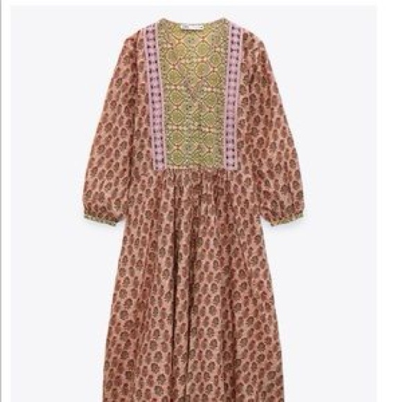 Zara Crochet Trim Midi Dress - Picture 5 of 9